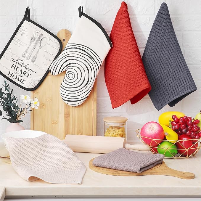 Homaxy 100% Cotton Waffle Weave Kitchen Dish Cloths 24-Pack, Multicolor | 12 x 12 Inches, Ultra Soft Absorbent Dish Towels, Quick Drying Dish Rags with Hanging Loop