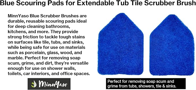 Blue High-Power Scrub Scouring Pads, Fit Extendable Tub Tile Scrubber Brush | 5 Pack Scrub Pads Refill Replacement Pads for Cleaning Bathroom Kitchen Toilet Tile, Compatible Fit Moku, Yocada, Cleanhome