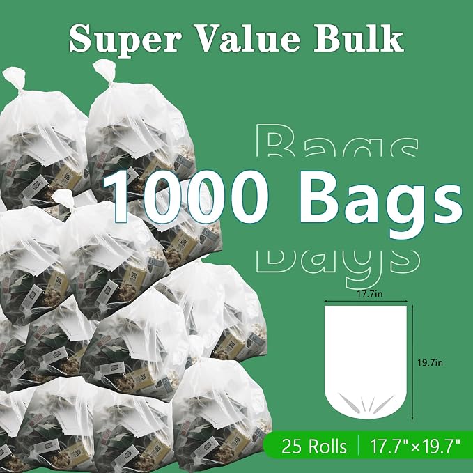 Small Trash Bags 2-4 Gallon 1000 Count Bathroom Garbage Bags Mini Plastic Wastebasket Liners for Can, Bin, Unscented