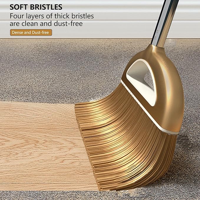 Long Handled Broom and Dustpan Set, 88cm Indoor Broom | Indoor Outdoor Sweeping Tool with Dustpan Combo Set, Long Handle with Upright Stand, Versatile for Home Kitchen Dorms Bath