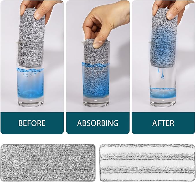 4 Pack Mop Replacement Pads Compatible with Joymoop Flat Mop | Reusable Microfiber Flat Mop Pads for Joy Mop, Washable Mop Head Replacement Fit for All 13" X 4.9" Squeeze Flat Floor Mop