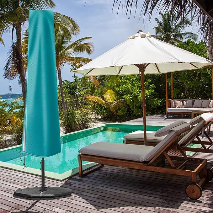 OKPOW Patio Umbrella Cover Waterproof: Fit 9ft to 12ft Outdoor Umbrellas | 420D Oxford with Long Zipper, Protect Umbrella from Sun, Rain, Snow & Dust, Helping Extend Outdoor Umbrella's Life