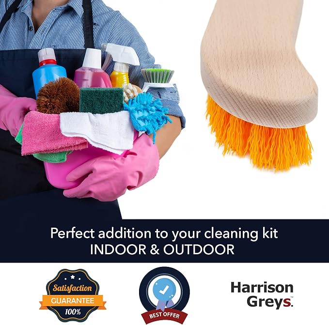 Scrub Brush - Stiff Bristle Brush for Deep Cleaning, Nylon Brush with Hard Bristle, Utility Hand Brush for Indoor and Outdoor, Wooden Scrubbing Brush, Hard Brush Heavy Duty Boot Hand Scrubber