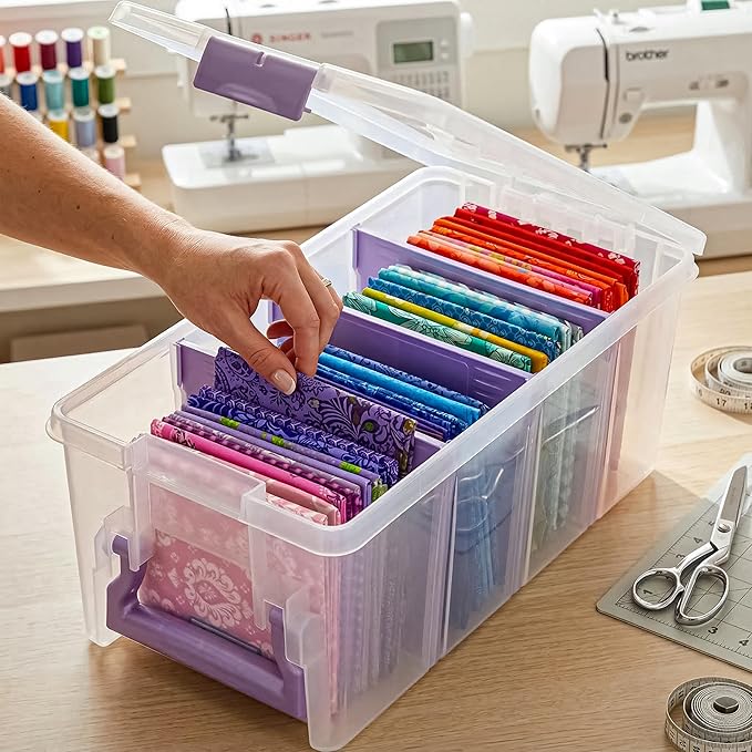 ArtBin Semi Satchel Portable Craft Organizer with 3 Dividers - Clear Plastic Storage Case for Art & Craft Supplies | 3 Removable Dividers, 15.2 x 8 x 6.2 Inches, Secure Latches, Carry Handle, Clear Durable Polypropylene