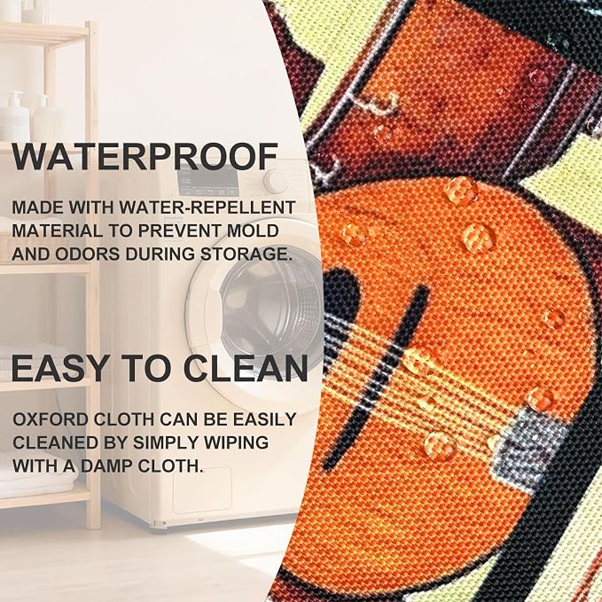 Guitar Laundry Basket Foldable Oxford Laundry Hamper With Handle For Room Bathroom Bedroom