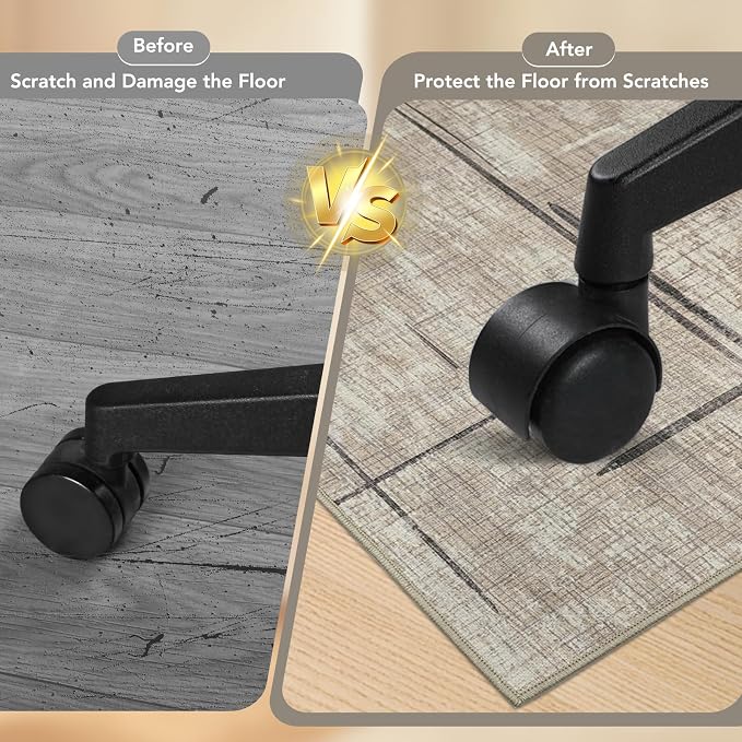 Office Chair Mat for Hardwood Floor&Tile Floor,36"X 48"-Khaki | Heavy Duty Desk Chair Mat for Hard Floors,Under Desk Rug for Rolling Computer Chair,Anti Slip,Low Pile Carpet Floor