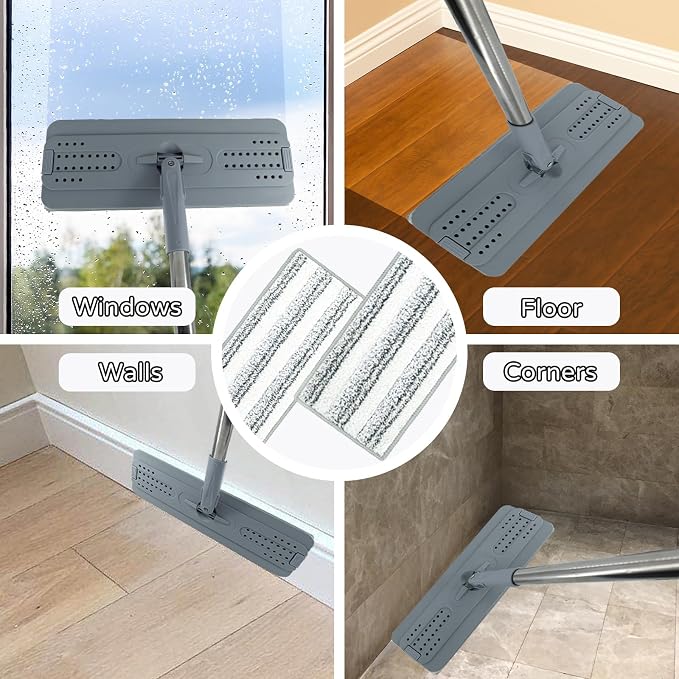 12 Pack Microfiber Mopping Rplacement Pads Compatible with JOYMOOP | Compatible with JOYMOOP Flat Mop and Most 13"X5" Flat Floor Mop, Reusable & Washable Microfiber Cleaning Pads