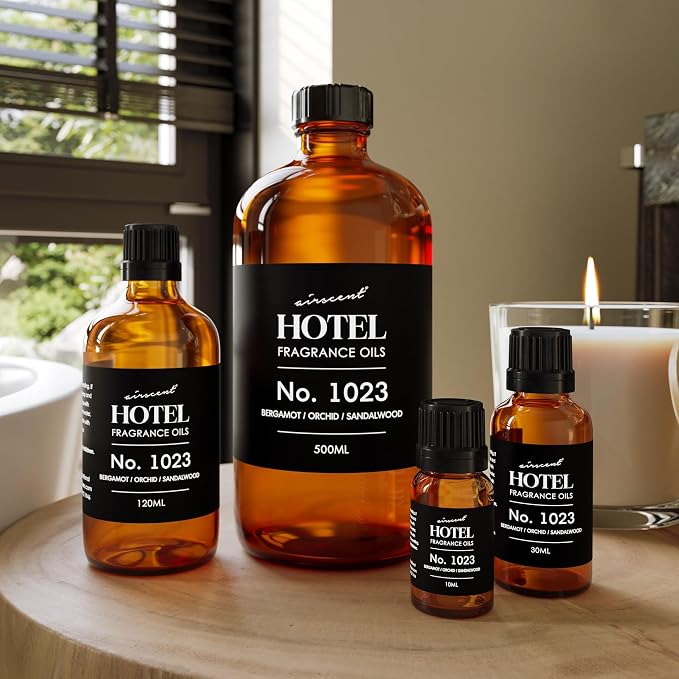 AirScent Hotel Diffuser Oil No. 1023 - Baccarat Hotel Inspired - 120 mL | Bergamot Orchid Sandalwood - Premium Fragrance Oil for Ultrasonic and Waterless Diffusers and Crafting - 4 fl oz Bottle