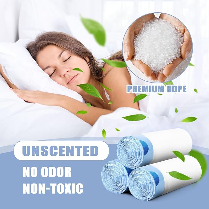 99 Count Small Trash Bags, 4 Gallon Drawstring White Bathroom Garbage Bags, Tear-Free Plastic Wastebasket Liners for Toilet Home Office and Bedroom