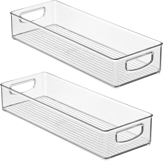 iDesign Slim Extra Long Clear Storage Bin, 4-Pack