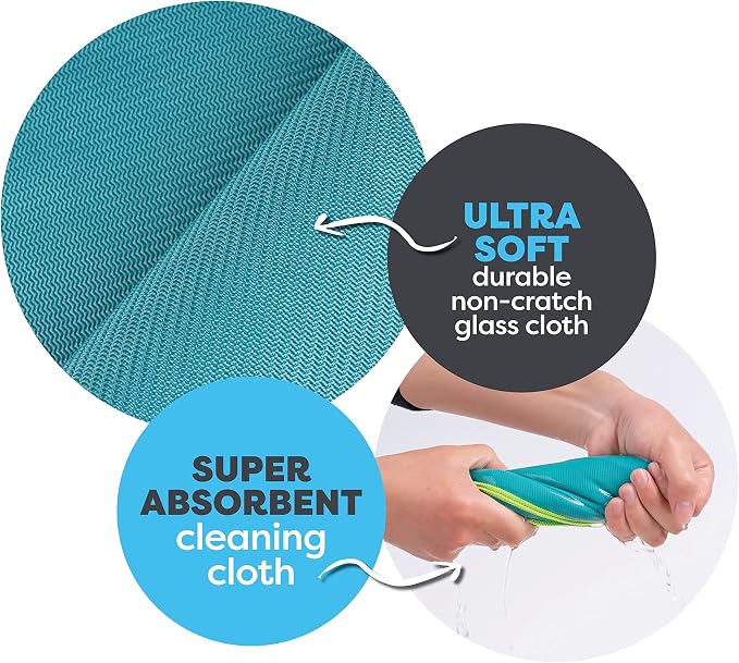 SCRUBIT Microfiber Cloths for Glass [8 Pack] – Lint Free Window Cleaning Cloth for Mirrors, Eyeglasses, Windows, Shower Glass Doors – Reusable and Washable Polishing Towels - 16” x 16”