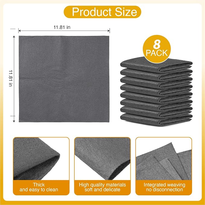 8Pcs Magic Cleaning Cloth Reusable, Thickened Microfiber Rags | Lint Free cloth for Glass Windows Mirrors Cars, Microfiber Towels for Kitchen Countertop Housekeeping