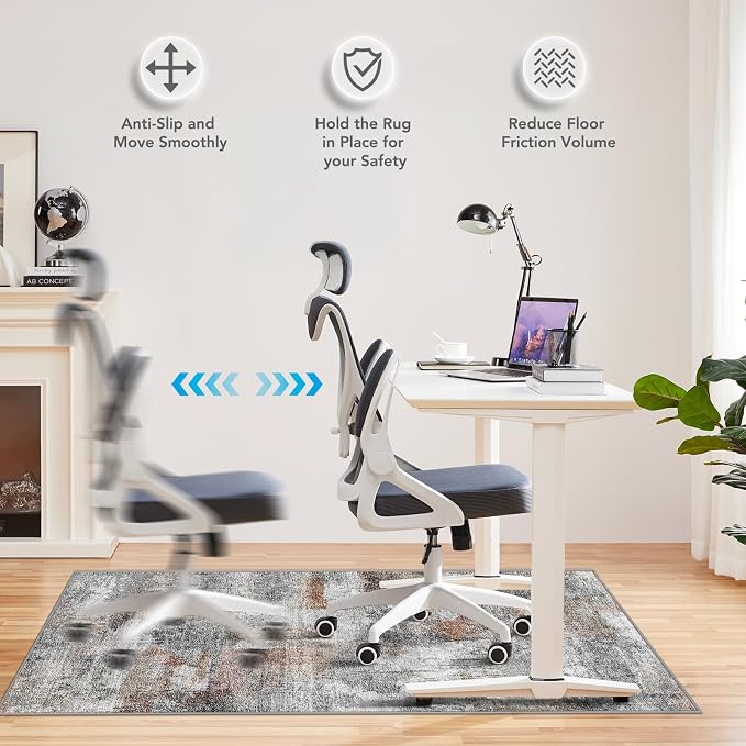 Office Chair Mat for Hardwood Floor&Tile Floor,36"X 48"-Abstract Grey | Heavy Duty Desk Chair Mat for Hard Floors,Under Desk Rug for Rolling Computer Chair,Anti Slip,Low Pile Carpet Floor