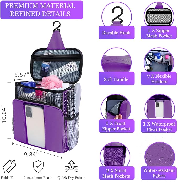 Dorm Room Essentials for College Students Girls Boys Guys, Shower Caddy | Travel Essentials Hanging Toiletry Bags for Traveling Women Men,Mesh Shower Caddies Portable for Camping,Gifts for Christmas