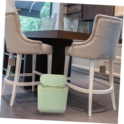 Slim Plastic Trash Can with Lid Narrow Waste Bin for Kitchen Bedroom and Bathroom Space-Saving Garbage Holder for Compact Areas Easy to Clean and Replace Bags