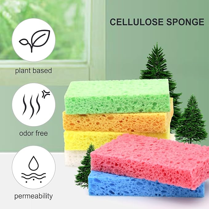 6 Pack Blue Cellulose Scrub Sponges Non-Scratch Heavy Duty Kitchen | Cellulose, Pop-Up, Eco-Friendly, Heavy Duty, Non-Scratch, Kitchen, Bathroom, Multipurpose, Odor Resistant