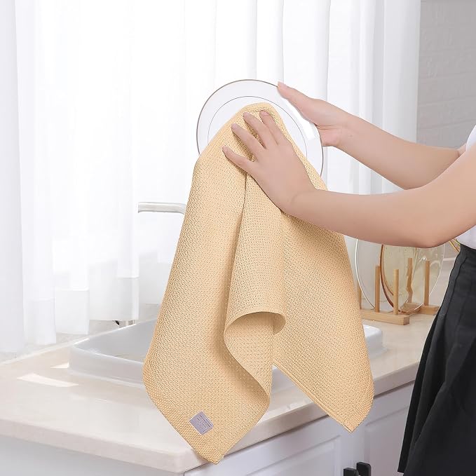 Homaxy 100% Cotton Waffle Weave Kitchen Dish Towels 8-Pack, Apricot | 13 x 28 Inches, Ultra Soft Absorbent Dish Towels, Quick Drying Cleaning Towels