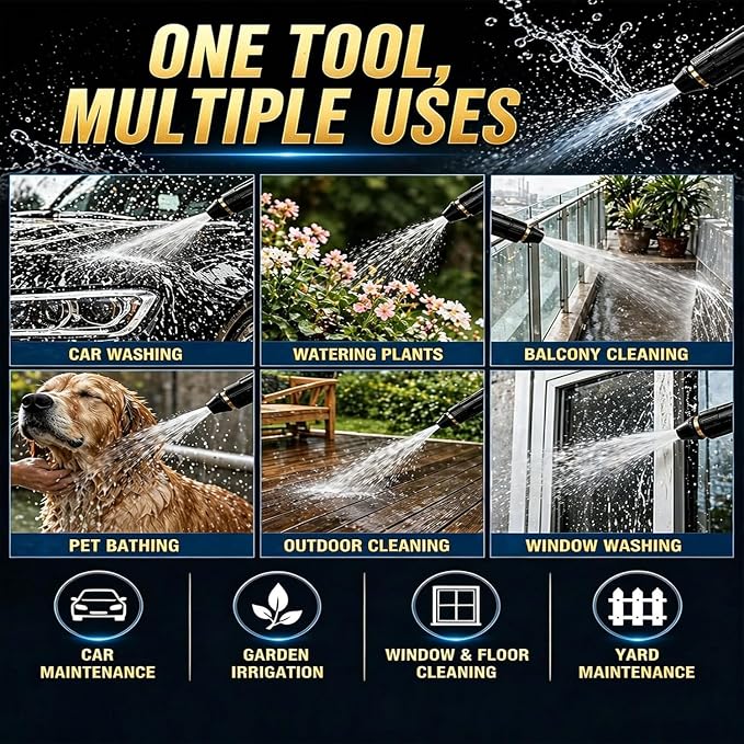 High Pressure Power Washer Nozzle with Connector Set, Nozzle Power Washer for Garden Hose,High Pressure Hose Nozzle for Car Washing