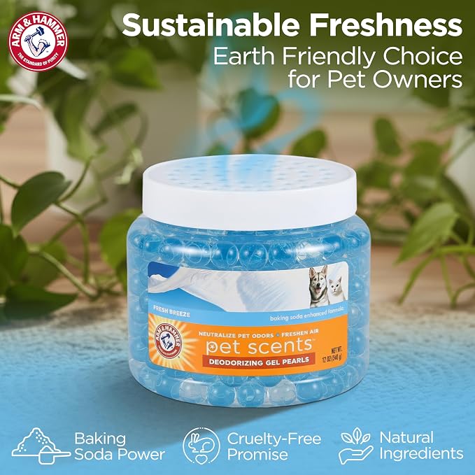 Arm & Hammer Pet Scents Deodorizing Gel Beads, Fresh Breeze, 12 Oz | Long-lasting odor control for rooms, closets, and small spaces, no plug-in or spray needed