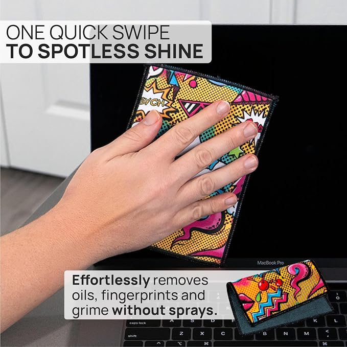 Microfiber Wholesale Quick Cloth Glasses Cleaning Cloths – 5x7 Popart | 2 Pack with Case | Double-Sided Lens Cleaner for Eyeglasses, Camera, Screens & Glass | Reusable Microfiber Glass Polishing