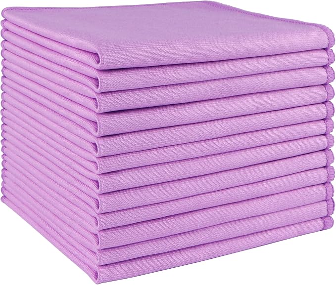 HOMEXCEL Glass Cleaning Cloths 12PK, Streak Free Towel for Windows, 12x12in | Lint Free&Reusable Microfiber Cleaning Cloth for Mirrors, Screens, Glasses, Stainless Steel, Purple