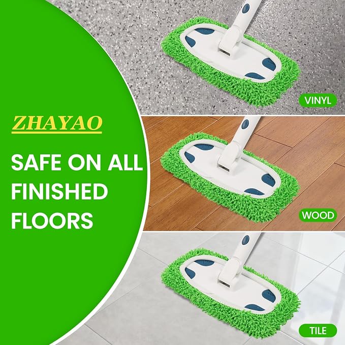 Sweeper Mop System with 3 Reusable Microfiber Mop Pads | Dry and Wet Multi Surface Floor Cleaner, Includes 1 Mop + 3 Washable Refills for Hardwood, Tile, and Laminate Floor Cleaning