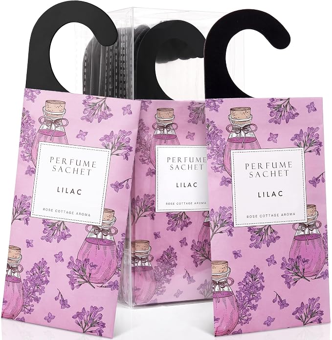 Large 12 Packs Lilac Hanging Scented Sachets Long-Lasting Closet Deodorizer Air Freshener Fabric Refresher Odor Eliminator for Drawer Home Fragrance Gift Set