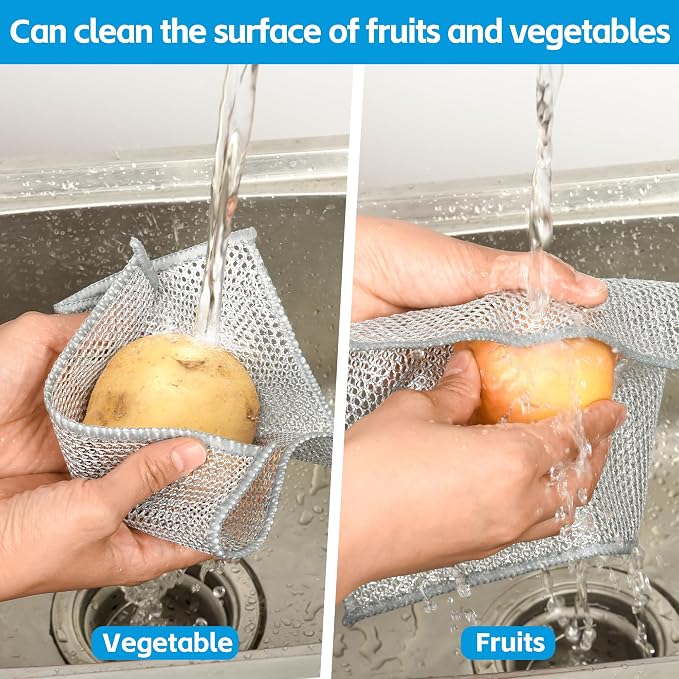 36Pack Multipurpose Wire Dishwashing Rags, Upgrade Non Scratch Wire Dishcloth, for Wet and Dry Use, Reusable Metal Scrubbing Microfiber Clean Cloths for Home/Kitchen/Stove