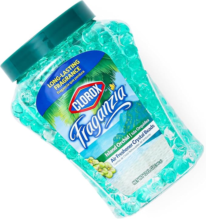 Clorox Fraganzia Air Freshener Twin Pack, Island Orchid Scent, 24 Fl Oz | Gel bead formula, long-lasting scent, no spray or mess, home car and office use
