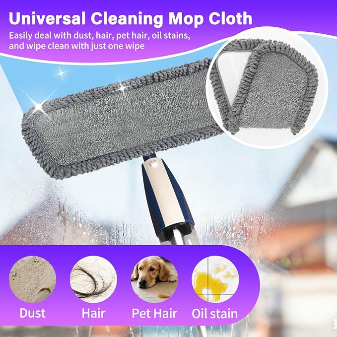 16.5" Microfiber Mop Pads Refills, 6 Pack Reusable Replacement Heads | reusable wet mop refills, machine washable for 14-16 inch spray mops, hardwood floors, dust cleaning & scrubbing