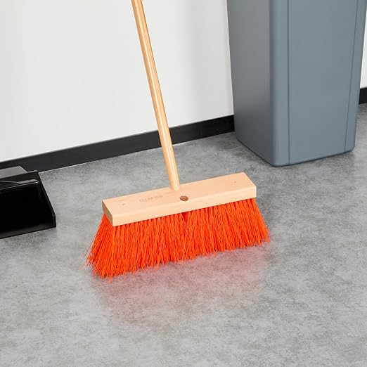 Restaurantware-BROOM HEAD ONLY: Clean Tek Professional 16-Inch Push Broom Head, 1 Heavy-Duty Push Cleaning Tool - Handle Sold Separately, Heavy Unflagged Bristles, Black Plastic, Outdoor