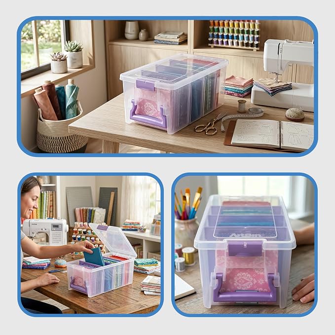 ArtBin Semi Satchel Portable Craft Organizer with 3 Dividers - Clear Plastic Storage Case for Art & Craft Supplies | 3 Removable Dividers, 15.2 x 8 x 6.2 Inches, Secure Latches, Carry Handle, Clear Durable Polypropylene