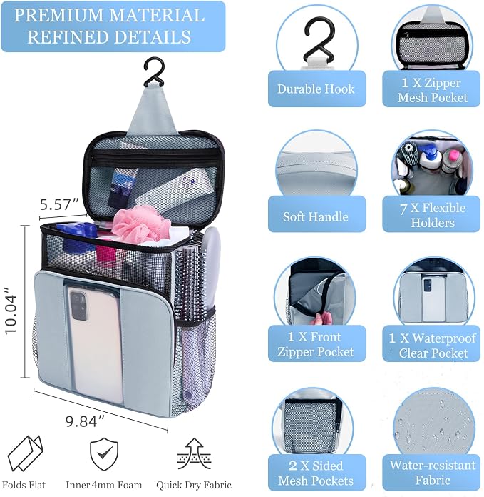 Dorm Room Essentials for College Students Girls Boys Guys, Shower Caddy | Travel Essentials Hanging Toiletry Bags for Traveling Women Men,Mesh Shower Caddies Portable for Camping,Gifts for Christmas