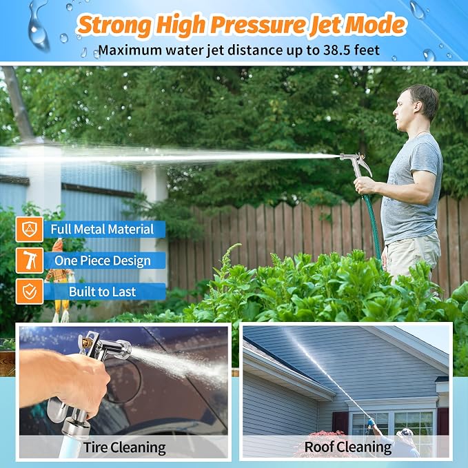 AUTOMAN Full Size Garden Hose Nozzle, High Pressure Pistol Grip Water Nozzle Sprayer with Threaded Front, Adjustable Spray Water Flow for Washing Car, Cleaning Ground, Watering Plants, Showering Pet