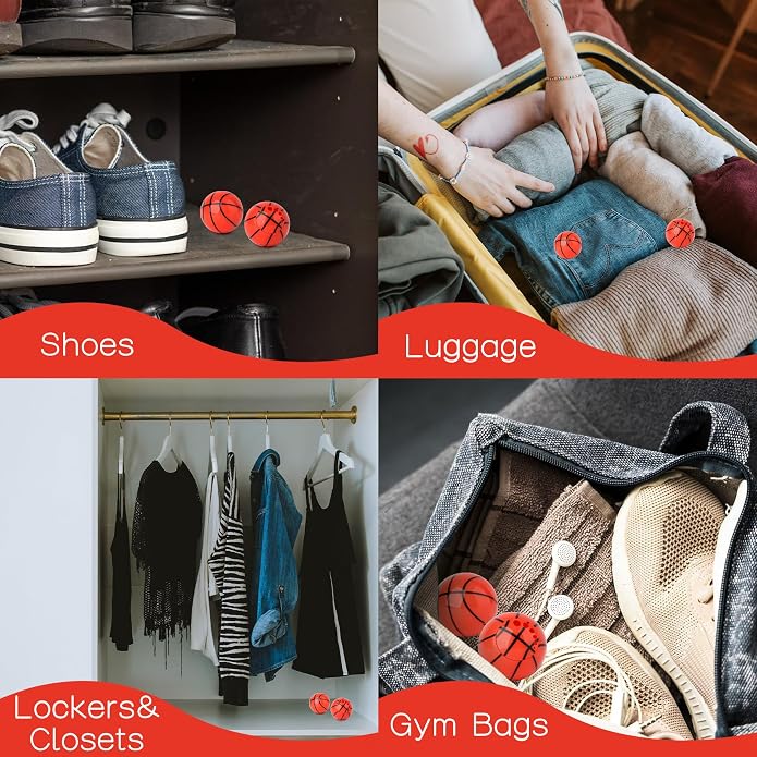 TIESTRA Shoe Deodorizer Balls (6 Pack) – Odor Eaters for Sneaker | Odor Eliminator Air Freshener for Closet, Locker, Gym Bag