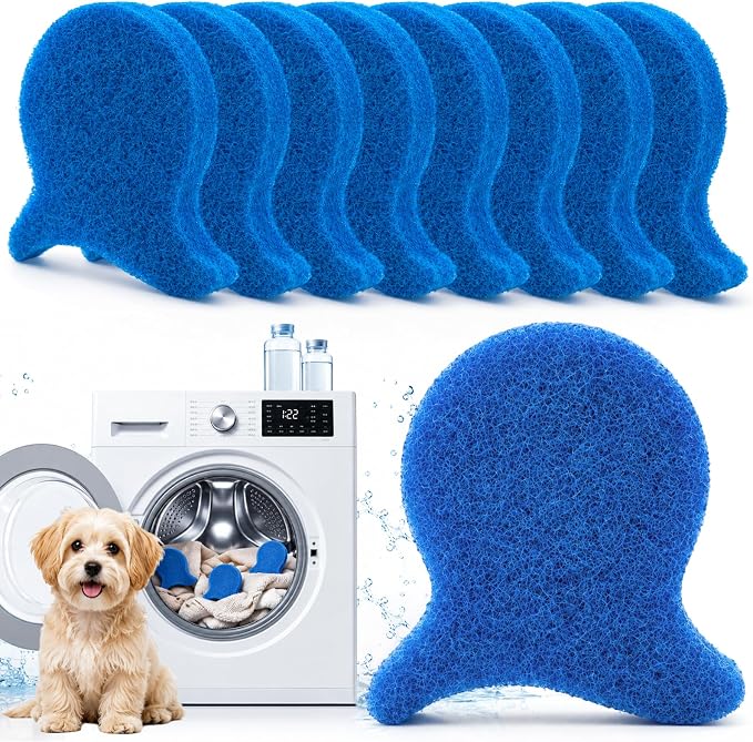 8 Pcs Pet Hair Remover for Laundry, Dog & Cat Hair Remover Tool, Reusable Pet Hairs Catcher,Effectively Removes Fur,Lint and Dander from Clothing and Bedding,Safe for Washing Machines and Dryers