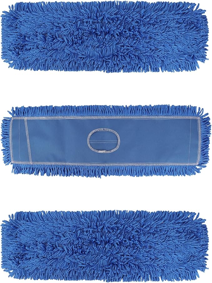 18 Inch Dust Mop Head: Replacement Medium Washable Commercial Mop Head Sweeper and Janitorial Replacement Blue