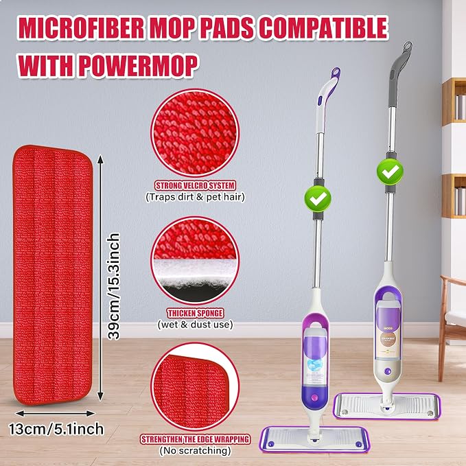 Spray Mops for Floor Cleaning: Microfiber Wet Dust Mop Hardwood Floor Mop | 3 Washable Pads for Swiffer PowerMop, Floor Mops with Sprayer Multi-purpose, for Wood Laminate Ceramic Tiles Multi-surface