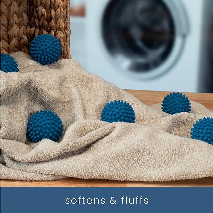 S&T INC. Reusable Plastic Dryer Balls, 6 Pack, 2.5" Diameter, Dark Blue | Dryer Balls, Fabric Softener for Laundry, Reusable, Cut Down Dry Time, Replaces Dryer Sheets