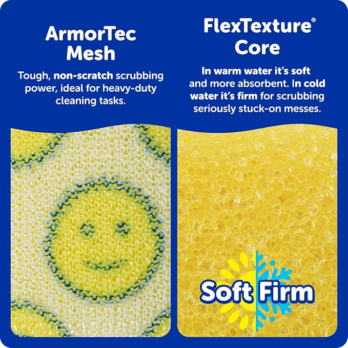 Scrub Daddy Deep Clean Kit - Scour Daddy Scour Pads (3ct), Steel Scrubbing Sponges (2ct) & Tangerine Multi Surface Cleaner (2ct) - Kitchen + Household Cleaning Supplies Pack (7 Pieces Total)