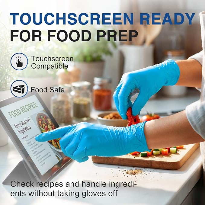 Schneider Nitrile Gloves, Gloves Disposable Latex Free, Powder Free | Black / Blue, 4-Mil, Medical Exam Glove, Food Safe Gloves, Cooking Gloves, Cleaning Gloves