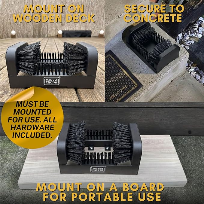 Heavy Duty Boot Cleaner Scrubber, for Mounted or Portable Use, Plastic | Mr. Boot Cleaner Boot/Shoe Scraper, Use Indoors or Outdoors, Suitable for Home or Commercial Sites, Includes Hardware