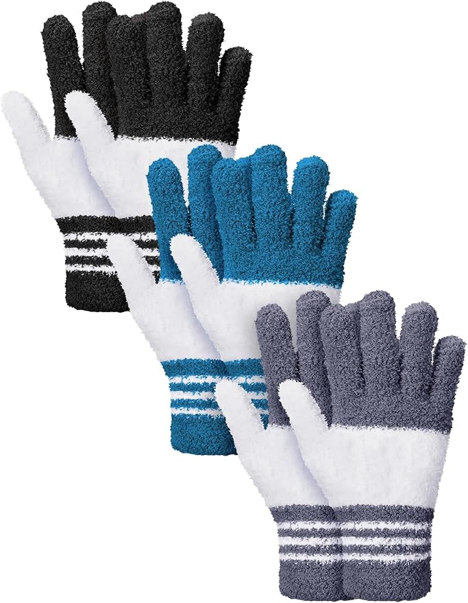Patelai 3 Pairs Microfiber Dusting Gloves for Plants Leaf, Medium | Black, Dark Blue, Gray,Plant Cleaning Gloves, Reusable Washable Gloves,House Furniture Blinds Dusting