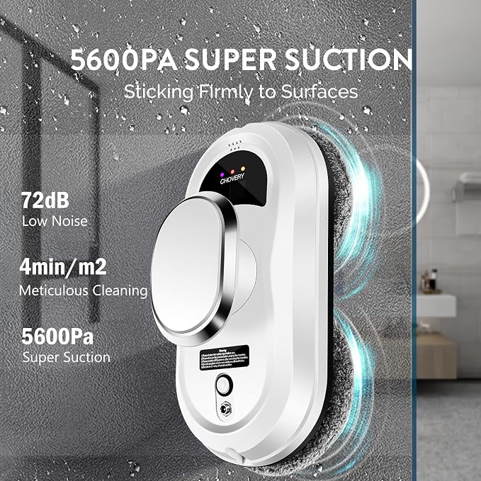 CHOVERY 3000Pa Corded Window Cleaner Robot with Remote Control | Window Cleaning Robot with 3.0AI Path Planning Glass Cleaning Robot for Framed Windows/Tiles/Class Door