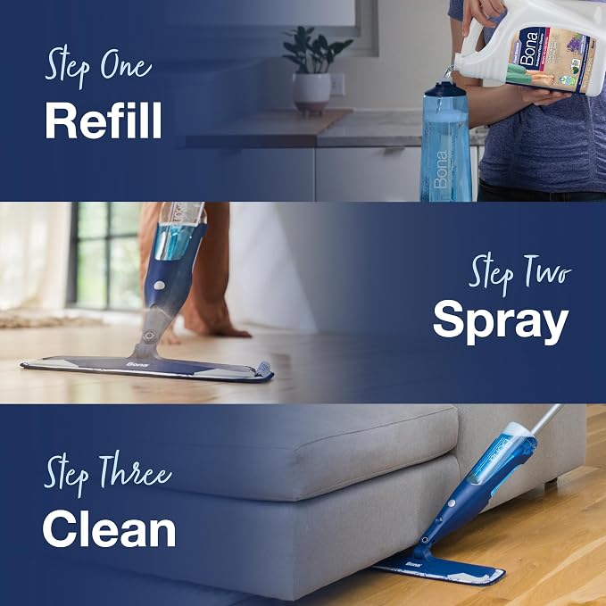 Bona Hardwood Floor Cleaner Refill - 96 fl oz - Lavender Thyme Scent | Residue-Free Floor Cleaning Solution Spray Mop and Spray Bottle Refill - For Wood Floors