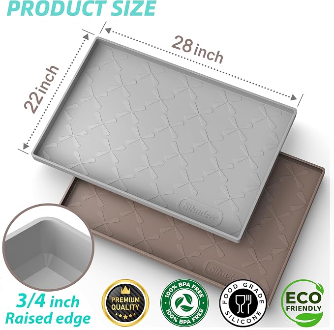 SIKADEER Waterproof Under Sink Mat Silicone 28" x 22" Kitchen Cabinet liner | BPA-Free Silicone Mat with Raised Lip Protects Cabinets from Leaks, Versatile Home Organizer for Bathroom, Pets, Boots, Floor