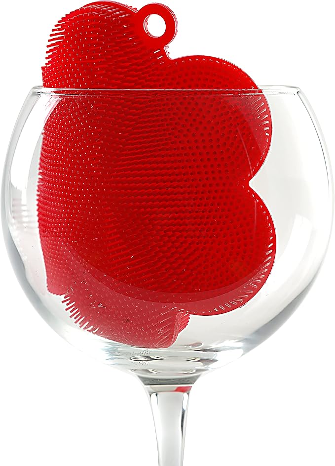 Norpro Red Flower-Shaped Silicone Dish Brush Scrubber