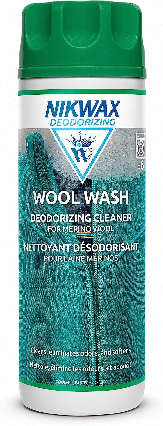 Nikwax Wool Wash, 300ml, Deodorize wool items, wool layers, safely cleans merino wool base layers, active wear, socks