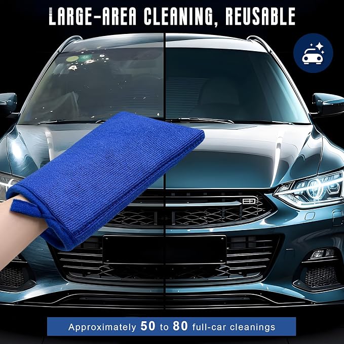2 PCS Car Clay Mitt, Anti-Scratch Microfiber Auto Detailing and Polishing Clay Towel, Reusable Cleaning Clays Bar Glove for Cars SUVs Motorcycles, Car Accessories (Blue)