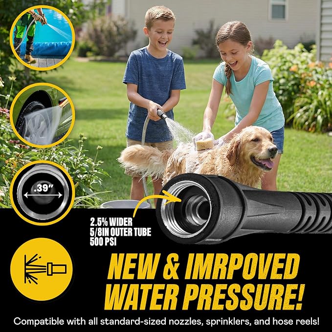 BIONIC STEEL 150 Ft Metal Garden Hose with Sprayer Nozzle | Non Kinking Design, Stainless Steel Heavy Duty Water Hose 150Ft x 5/8 in. Flexible & NON Expandable for Water Flow, 500 PSI